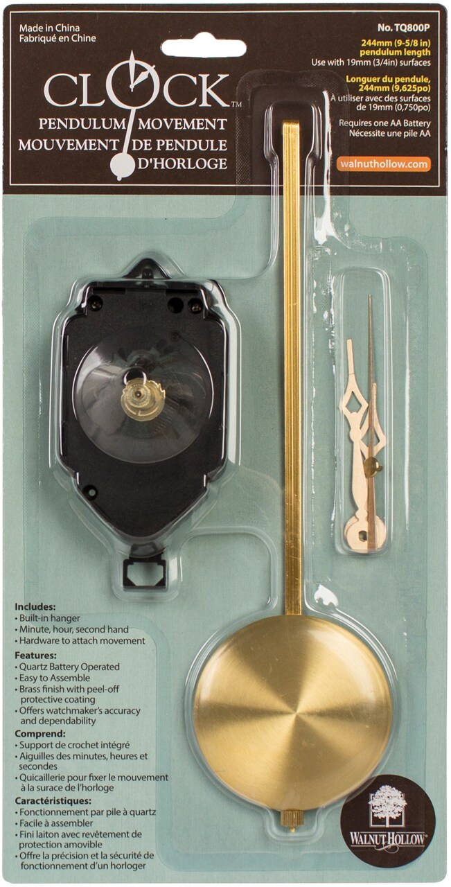 Walnut Hollow Pendulum Clock Movement 9.625"-For .75" Surfaces